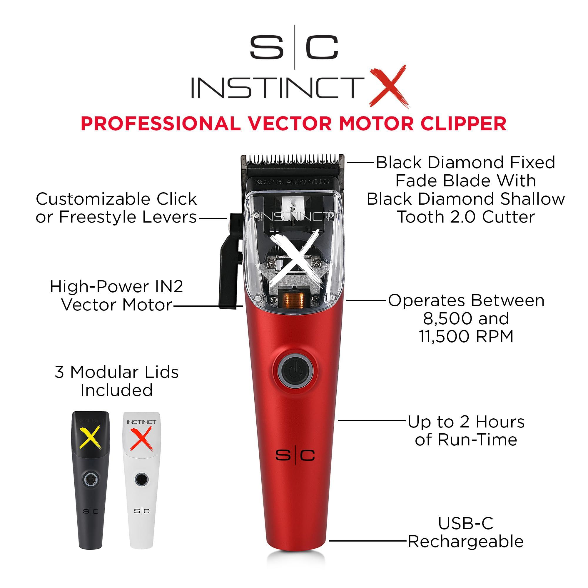 Stylecraft Stylecraft Instinct-X Cordless Hair Clipper Professional Vector Motor with Intuitive Torque Control, 3 Modular Lids
