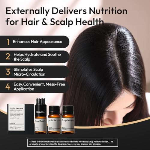 BIGVITA BIGVITA Scalp Serum + | Scalp Massager Applicator for Thicker, Fuller Hair | Hair Growth, Dry Scalp Relief | Biotin, AnaGain, Centella & Natural Leaf Extracts | Soothes Itchy, Flaky Scalp
