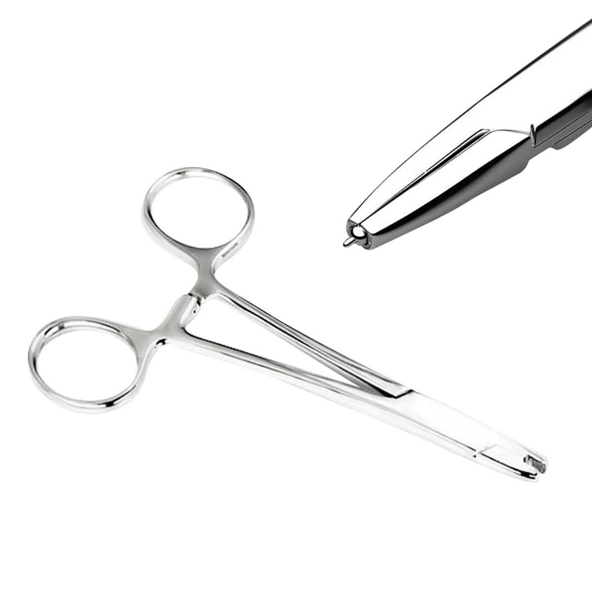 Satix Satix 4PCS Dermal Piercing Kit, 14G Dermal Tops 4mm CZ, Dermal Base 2mm Raise, Dermal Punch 2mm, Micro Dermal Anchor Tube Insertion Hemostat Forceps 6\" for Surface Skin Piercing Jewelry