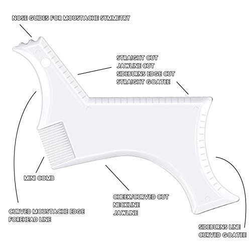 Kucheed Beard Shaping Tool Trimmers for Men, Kucheed Beard Shaper with Inbuilt Comb Cool Care Black Transparent, Beard & Mustache Trimmers Cut Buddy Beard Lineup Tool Styling Template Comb barber Accessories