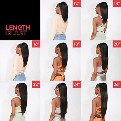 Celebrity Celebrity 24 Inch Drawstring Ponytail Straight Virgin Unprocessed Human Hair Ponytail for Black Women natural black color hairpiece with clip in binding ponytail hair extension (24 Inch (Pack of 1), N
