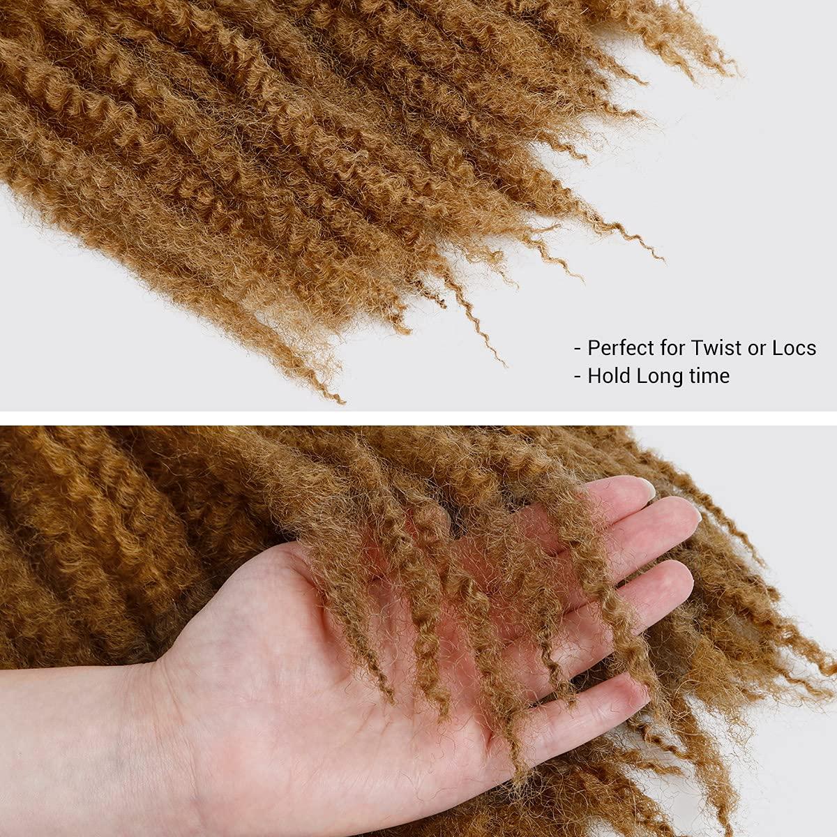 GLAM21USA AU-THEN-TIC Marley Hair 4 Packs 18 Inch Marely Twist Braiding Hair long Afro Twist Braiding Hair for Locs, Crochet Braid KANEKALON Fiber Hair Extensions (18 Inch (Pack of 4), 27-Strawberry Blonde)