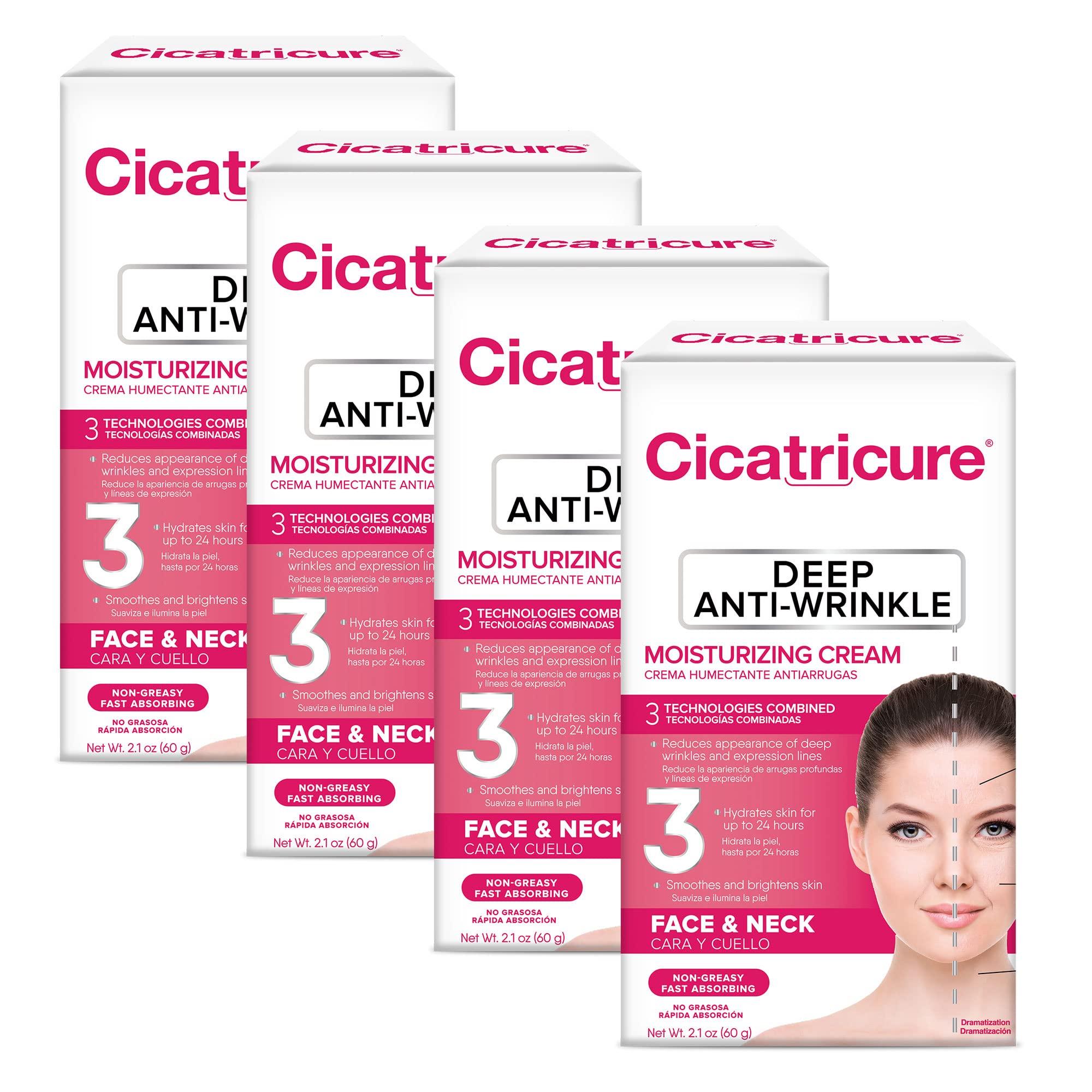 CICATRICURE Cicatricure Anti-Wrinkle Face and Neck Cream, Anti-Aging Moisturizer, Reduces Deep Lines, Improved Skin Appearance, For Daily Use, Night Cream, 2.1oz - Pack of 4