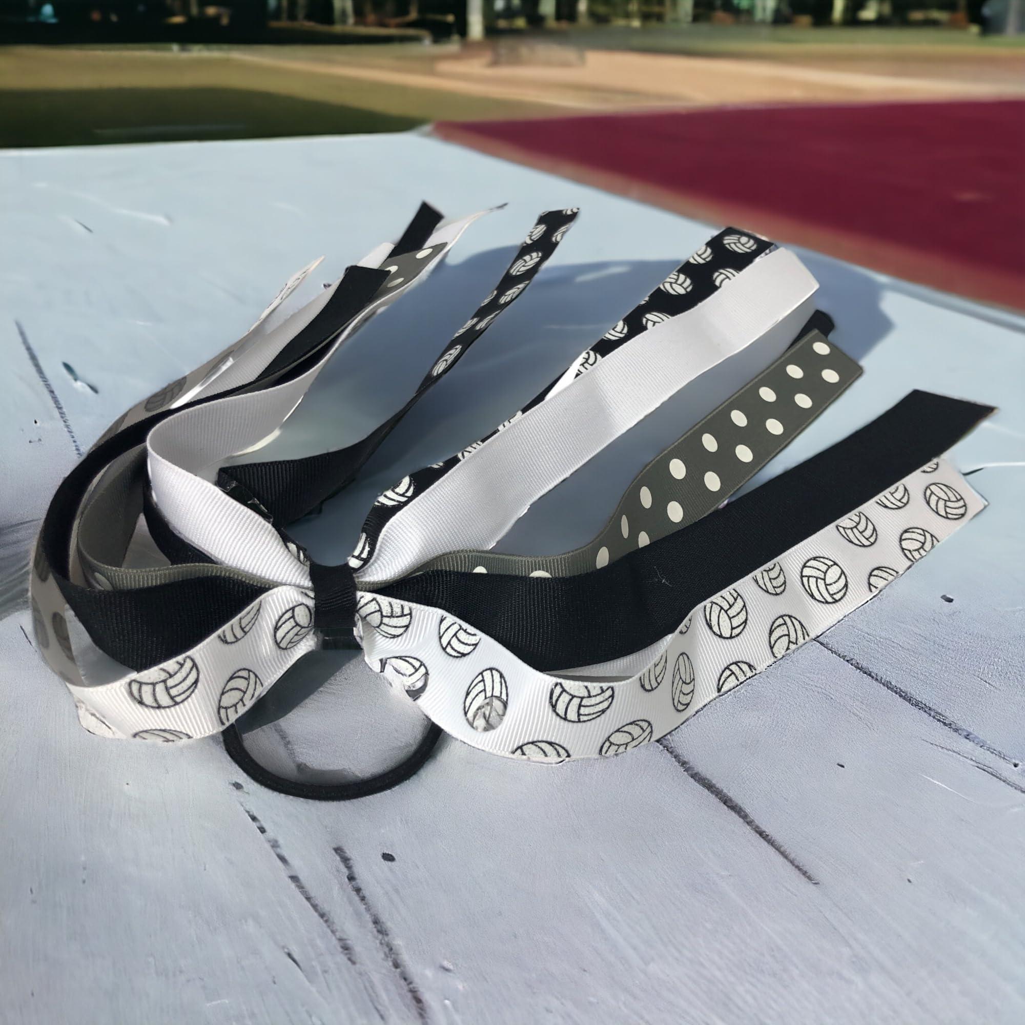Bow Flip Flops Gray Polka & Glitter Volleyball Ribbon Bows