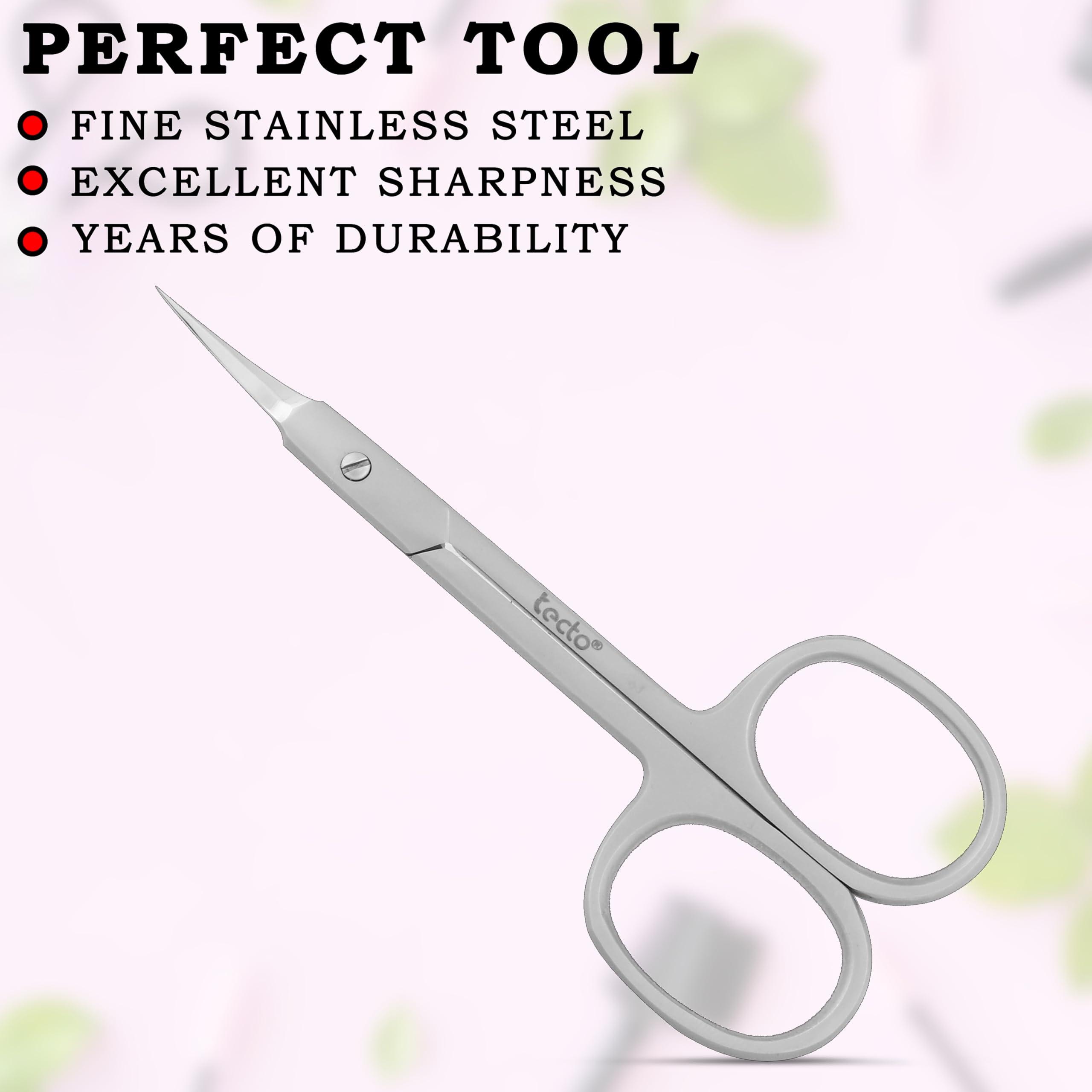 Tecto Tecto Professional Nail Scissors, Stainless Steel Manicure Scissors,Cuticle Scissors, Multi-Purpose, Eyelashes, Eyebrow, Toenail for Women and Men (Extra Fine Tip Nail Scissor)