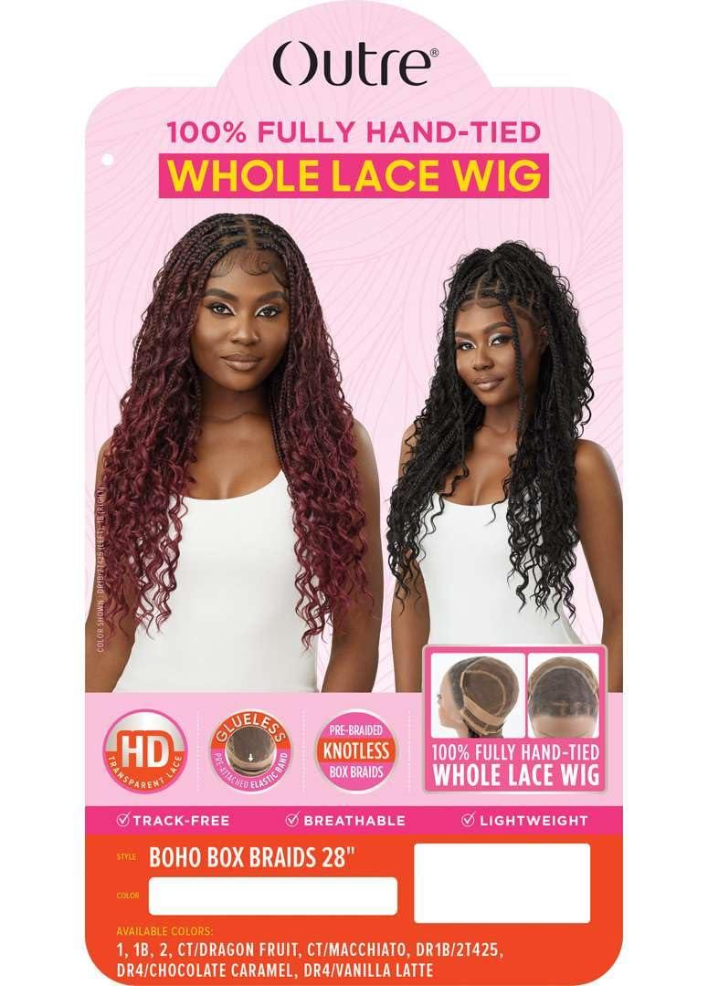 Outre Outre - 100% Fully Hand Tied Whole Lace Wig - Boho Box Braids 28\" (CT/MACCHIATO)