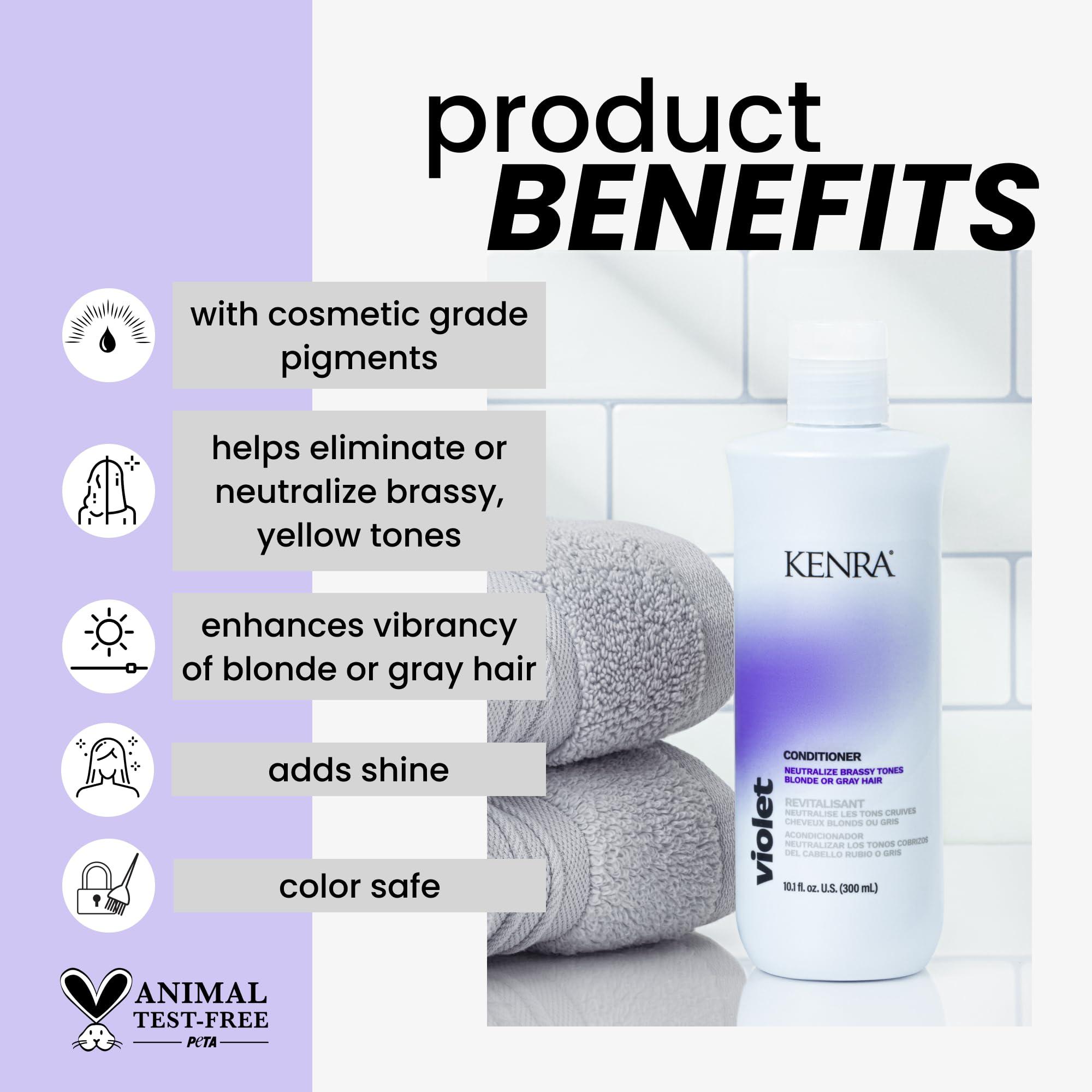 Kenra Professional Kenra Violet Shampoo & Conditioner Set | Eliminates Brassy Tones | Purple Pigment + Deposit | Neutralizes Yellow | Moisturizes Processed Hair | Enhances Vibrancy of Blonde or Gray Hair | Liter Duo