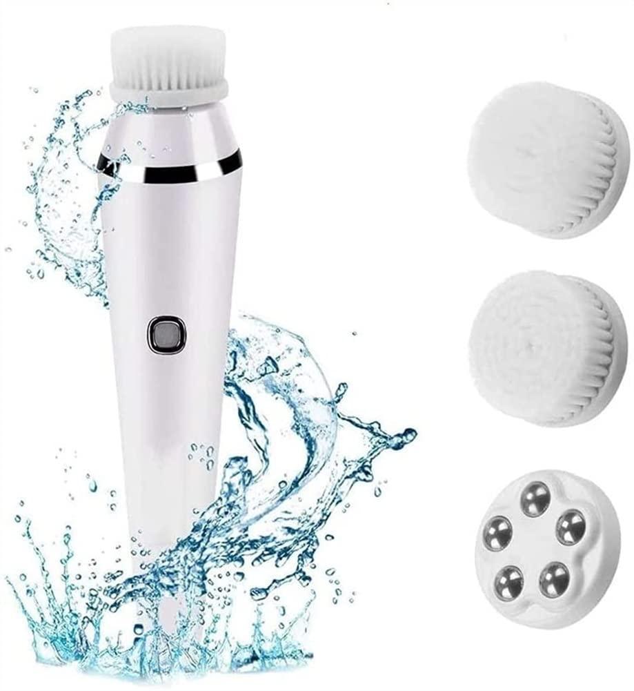 SMSOM SMSOM Electric Facial Cleansing Brush, Face Scrubber Spin Rechargeable IPX7 Waterproof, 3 Brush Heads for Deep Cleansing, Gentle Exfoliating (White)