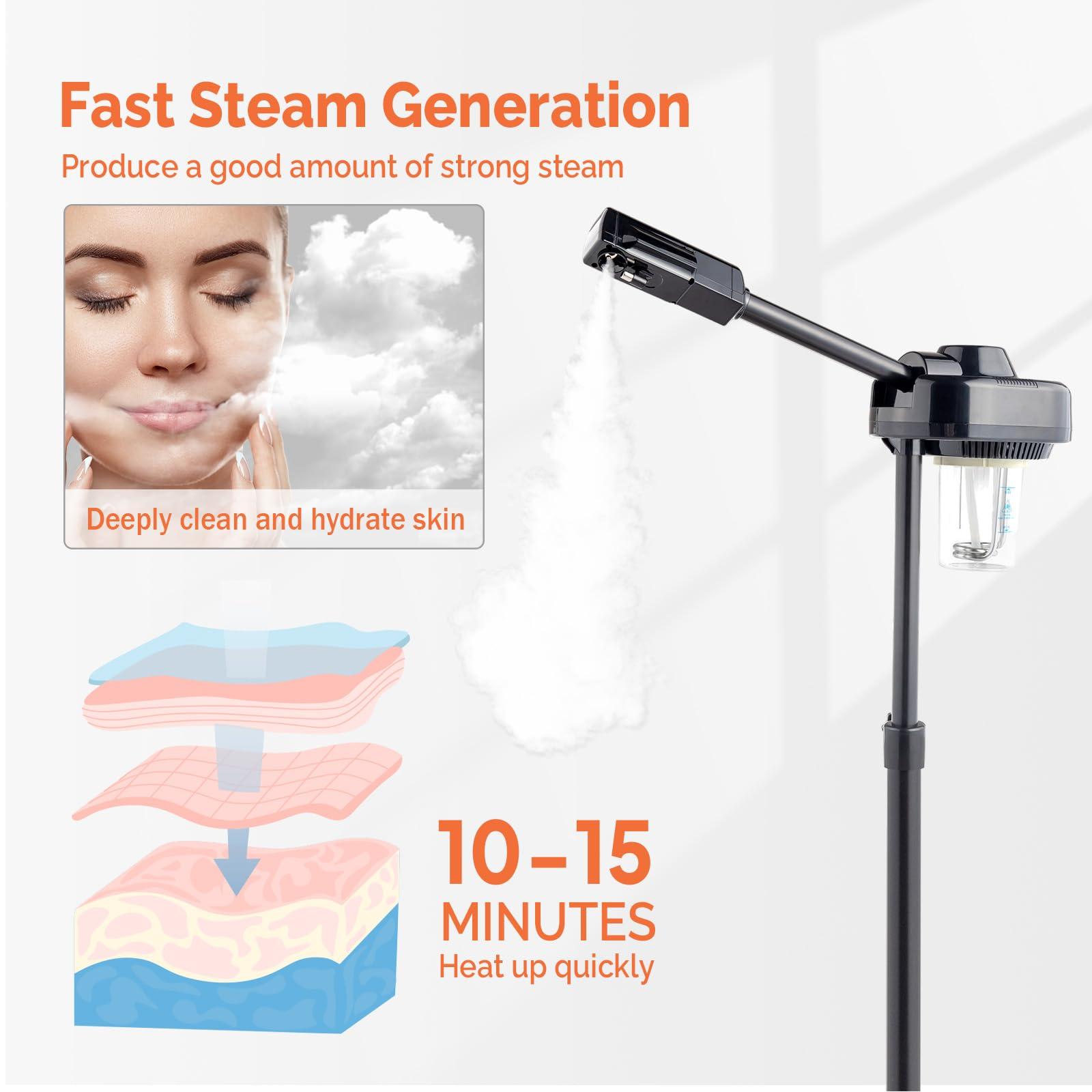 Xeuemtey Steamer Professional Facial Steamer, Face Steamer with Hot Ozone Mist for Beauty Salon Spa Home, Rotatable Sprayer, Pore Opener and Personal Skin Care Deep Cleaning