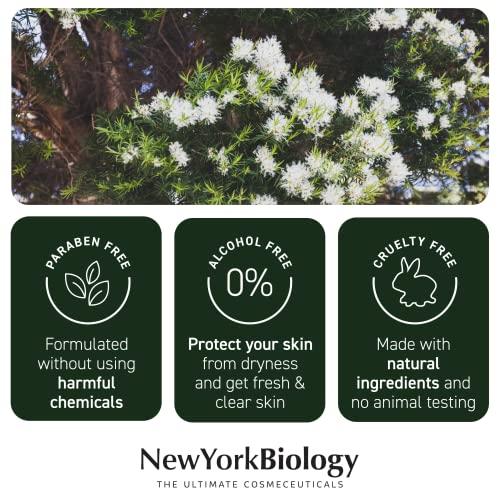 NEW YORK BIOLOGY THE ULTIMATE COSMECEUTICALS New York Biology Aloe Vera Gel for Face, Skin and Hair - Infused with Tea Tree Oil – From Fresh Aloe Vera Plant – Moisturizing Aloe Vera for Sunburn Relief and Dry Skin - 16.9 oz - Pack of 2