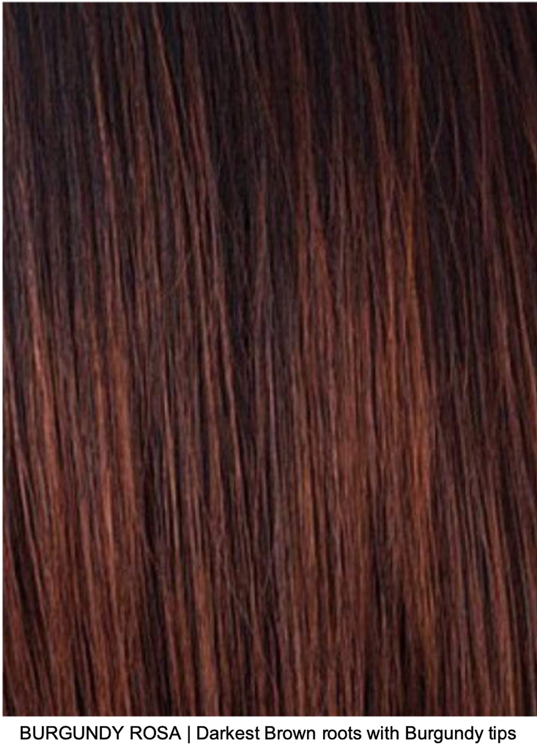 Belle of Hope Belle of Hope STEVIE Double Mono Synthetic Wig by Amore, 5PC Bundle: Wig, 4oz Mara Ray Enriched Shampoo, Conditioner, Wide Tooth Comb, and 19 Page Guide (Burgundy Rosa)