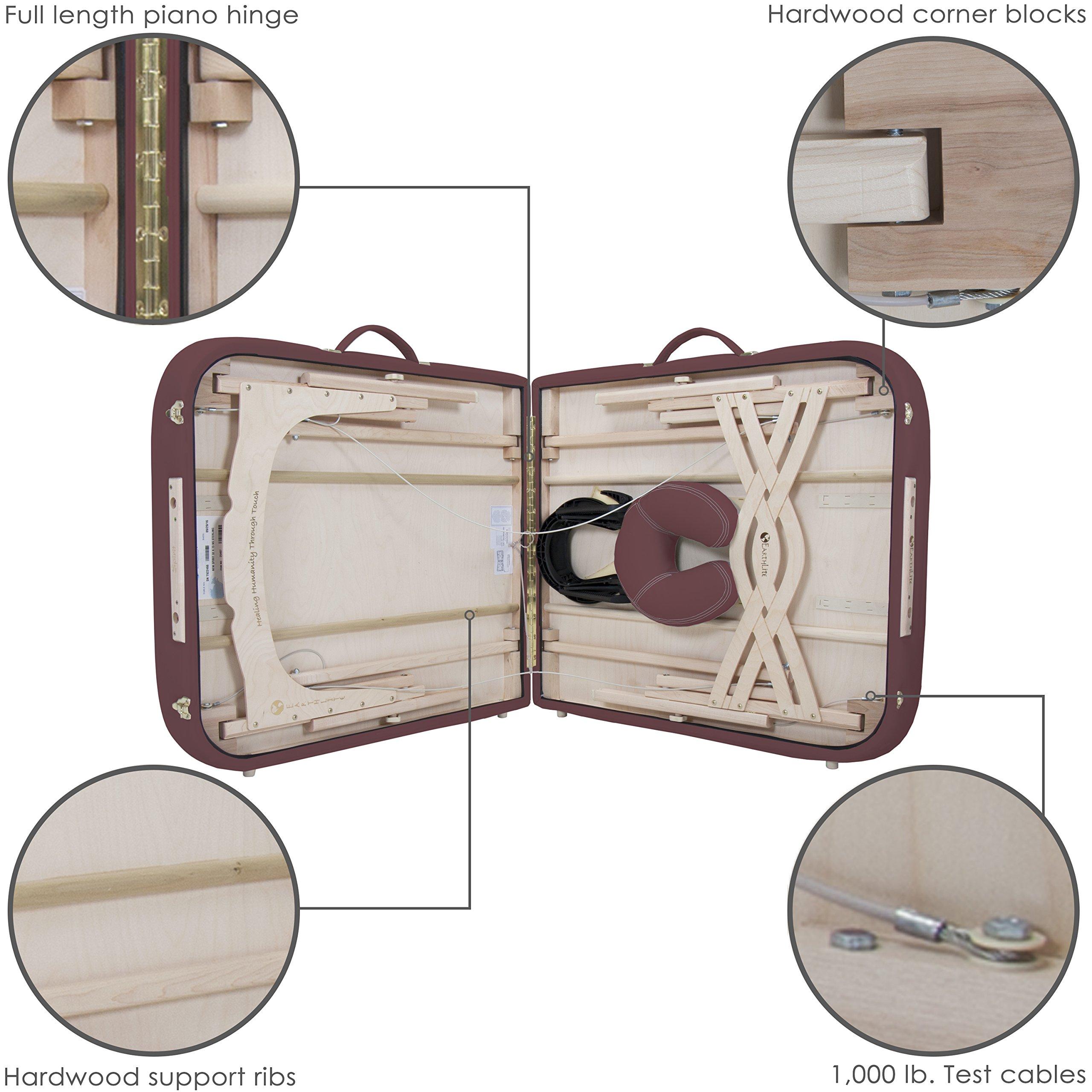 EarthLite EARTHLITE Premium Portable Massage Table Package SPIRIT - Spa-Level Comfort, Deluxe Cushioning incl. Flex-Rest Face Cradle & Strata Face Pillow, Carry Case (30/32 x 73) - Made in USA, Burgundy
