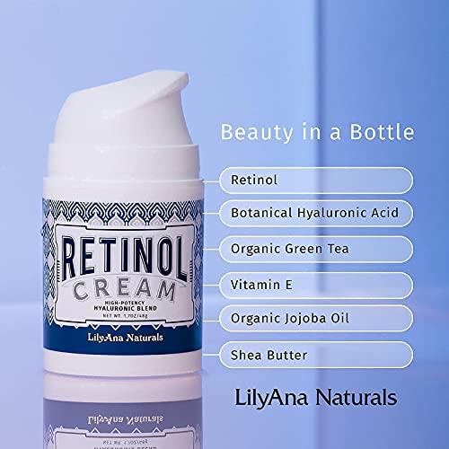 LilyAna Naturals Retinol Plus - Retinol Cream for Face 1.7oz (1-Pack) and LilyAna Naturals Retinol 2.5% Serum 1oz (1-Pack), for effective treatment of dark spots and acne scars