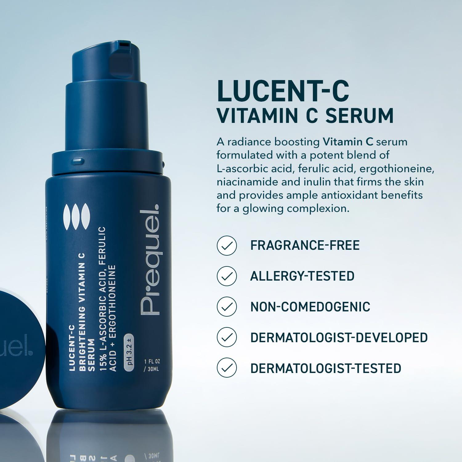 Prequel Prequel Skin - Lucent-C Vitamin C Facial Serum - L-Asorbic Acid and Ferulic Acid Face Treatment - 1 Fl Oz