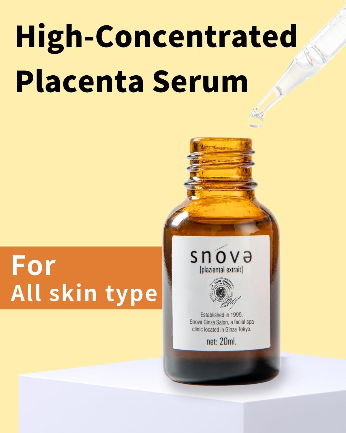 SNOVA Snova Placenta Serum - Anti-aging, Hydrating and Firming Skin,with Placenta, Aloe Vera and Pueraria Mirifica, For all skin type, Made in Japan 0.68 Fluid Ounce