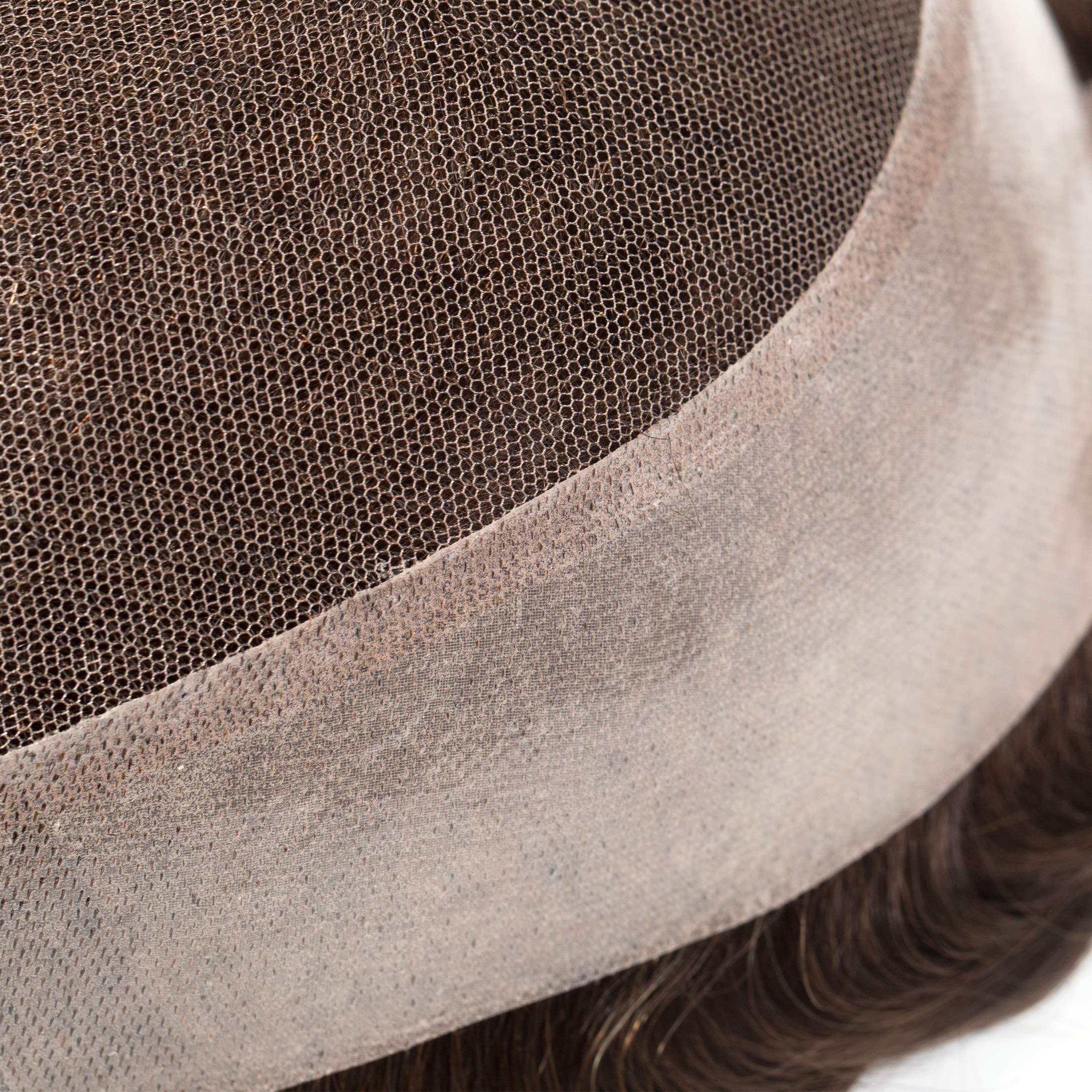 Superhairpieces Superhairpieces Men\'s 8\" x 10\" Hairpieces Toupee for Men 6\" Soft Fine Indian Remy Hair 120-110% Density French Lace top with Poly and Glass Silk (Golden Full Grey)