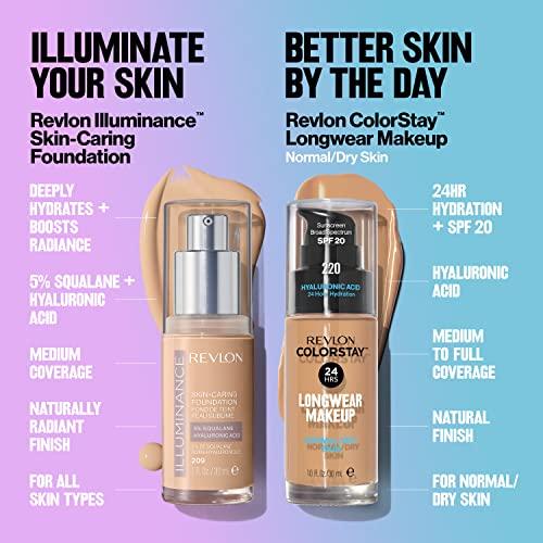 REVLON Revlon Illuminance Skin-Caring Liquid Foundation, Hyaluronic Acid, Hydrating and Nourishing Formula with Medium Coverage, 301 Cool Beige, 1 fl oz
