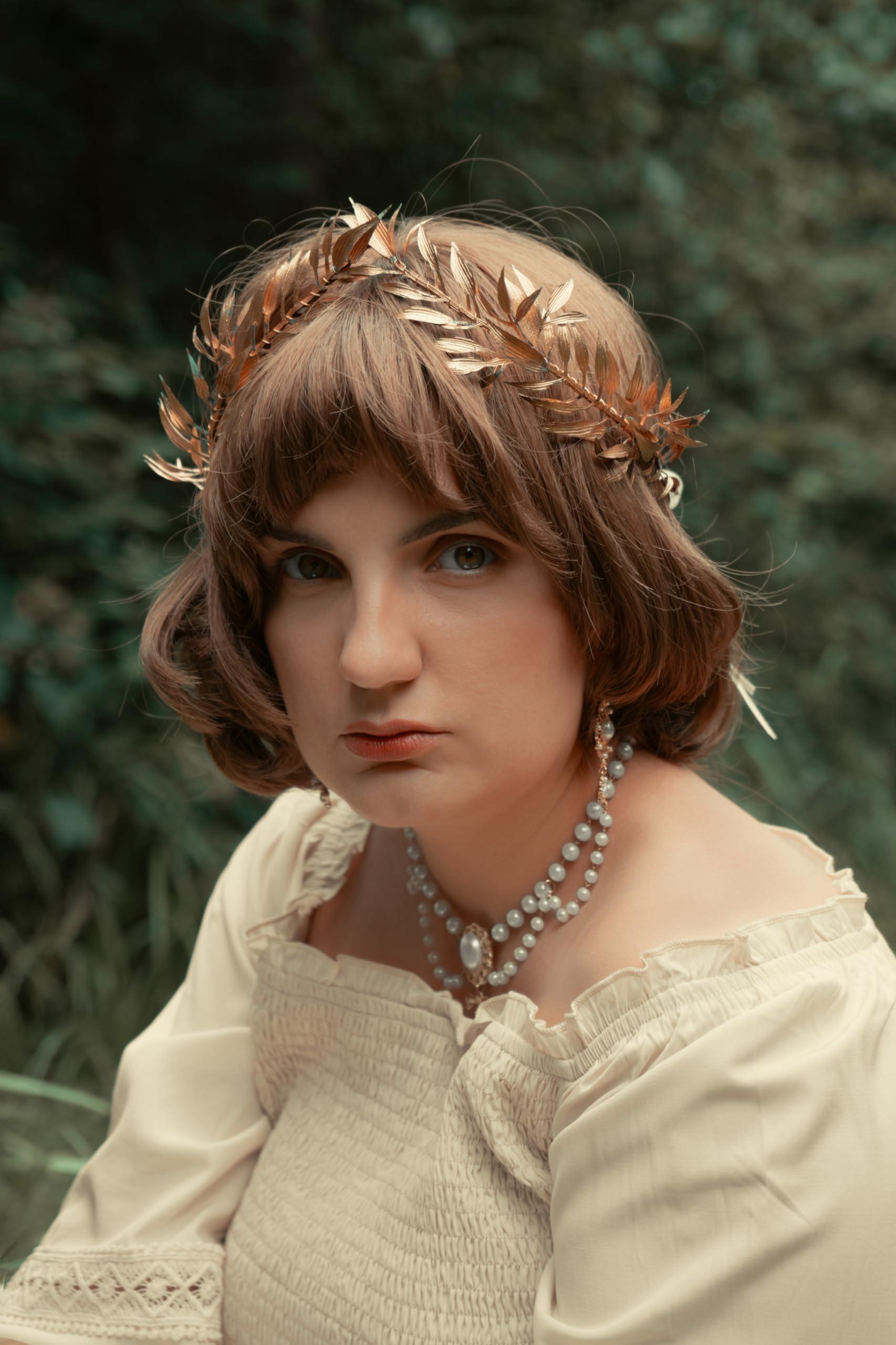 MOSTORY MOSTORY Golden Greek Laurel Crown - God Elf Leaf Headpiece Royal Kings Headband Elven Circlet for for Adult Queen Renaissance Halloween Cosplay Outfit