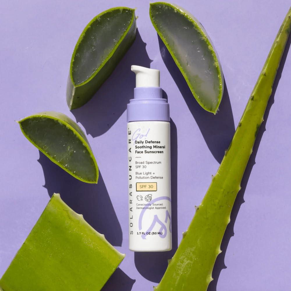 SOLARA SUNCARE Solara Suncare - Go! Daily Defense Soothing Mineral Face Sunscreen, SPF 30 | EWG Verified, Vegan, Cruelty Free, Reef friendly | Lightweight, Safe For Sensitive Skin (1.7 fl oz | 50 ml)