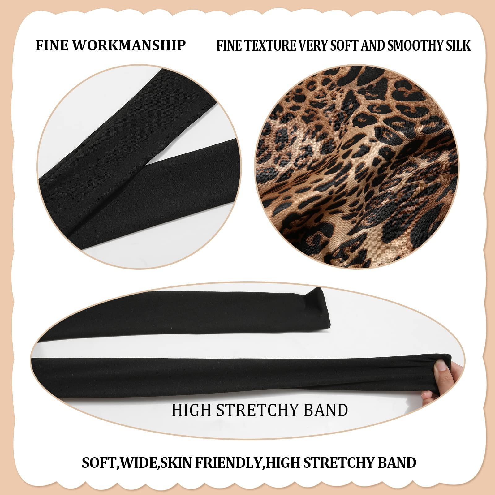 AWAYTR AWAYTR Long Toddler Silk Bonnet for Sleeping Elastic Satin Bonnets for Curly Hair Braid Bonnet Night Cap for Aged 3-12 Kids (Black)