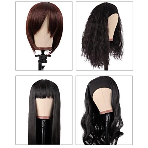 MapofBeauty MapofBeauty 24 Inch Wig Head Cork Canvas Block Head for Making Wigs Mannequin Head With Stand Head Pins (Brown)