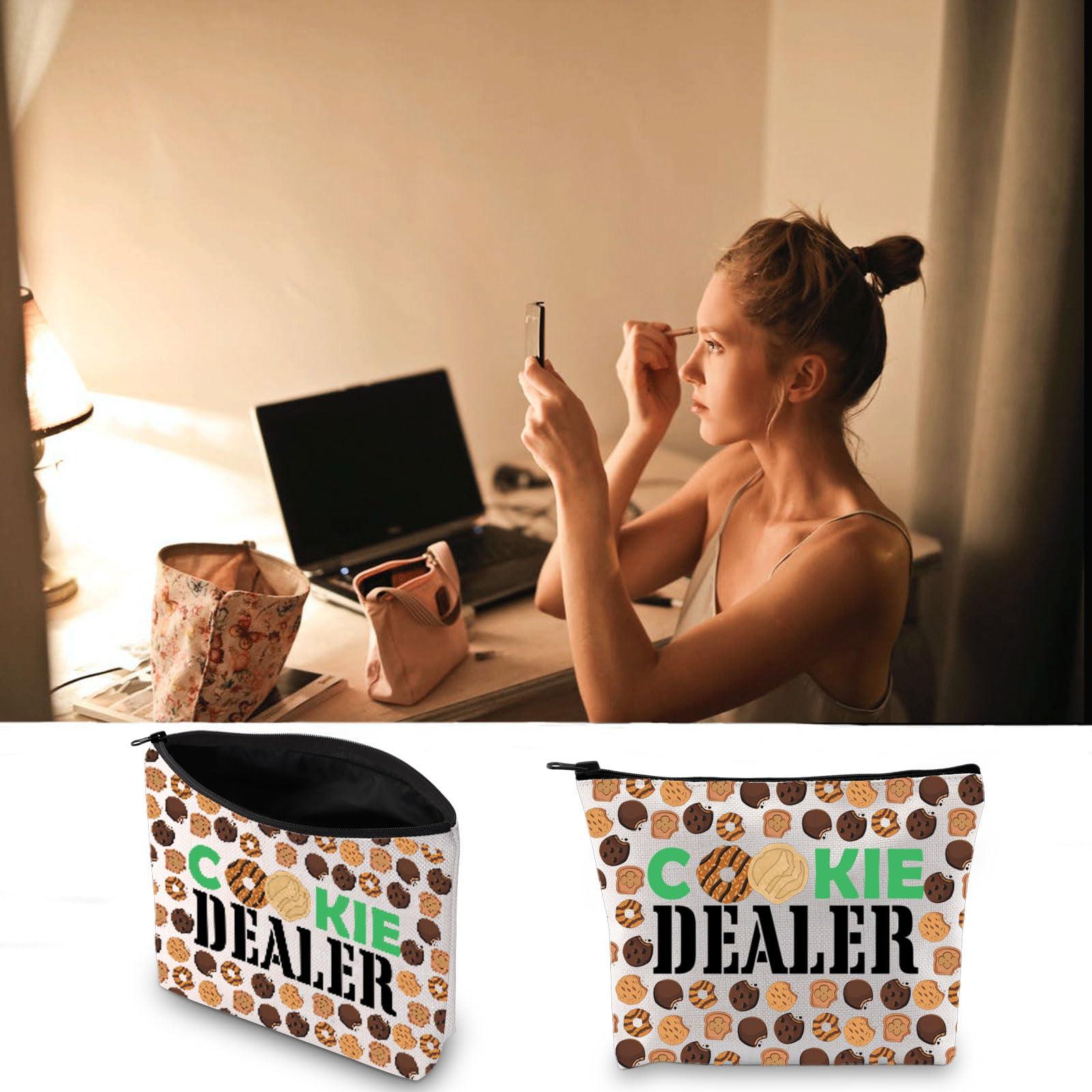 JXGZSO JXGZSO Girl Scout Cookie Cosmetic Bag Cookie Dealer Makeup Pouch Girl Scout Mom Gift (Cookie Dealer Bag)