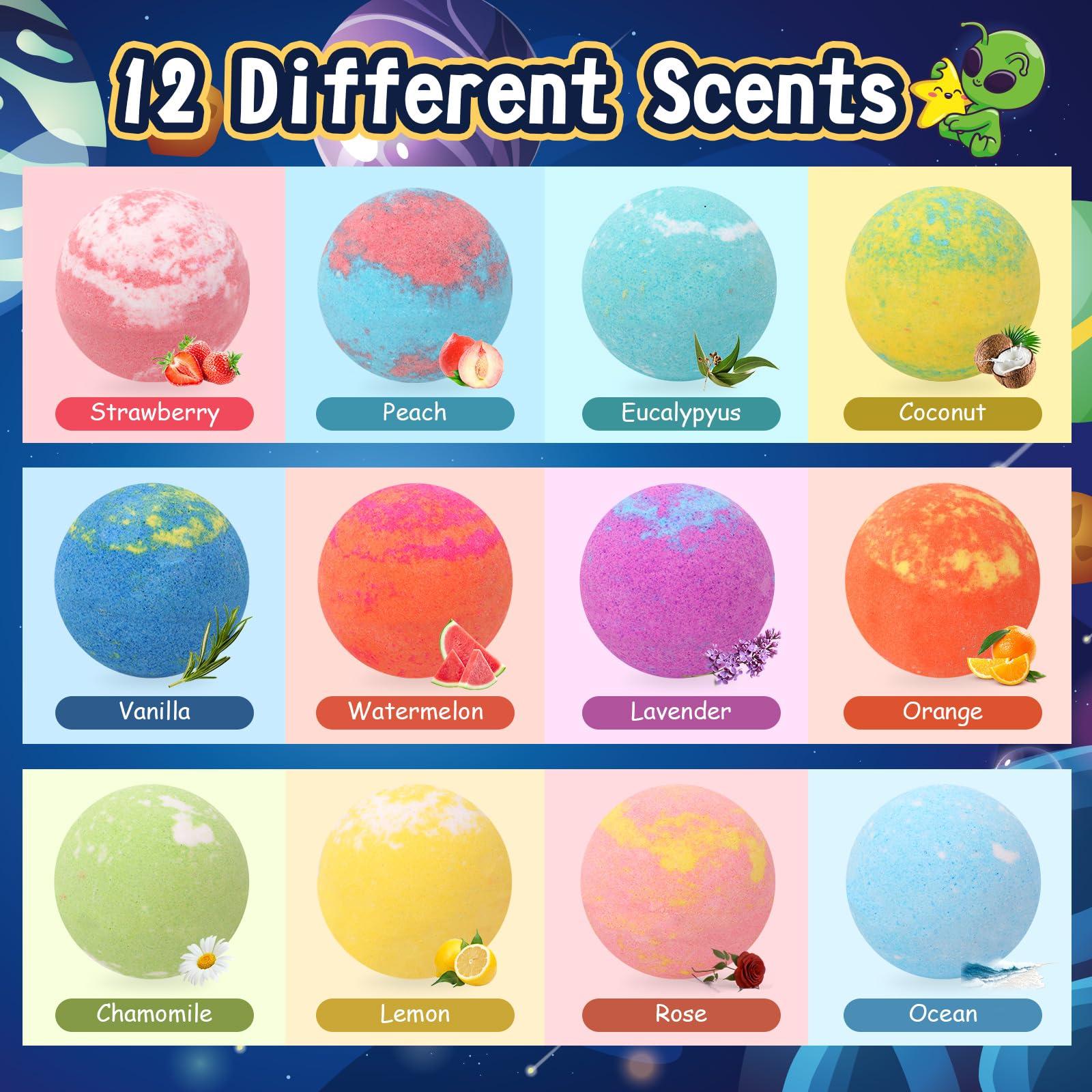 FUNCREVITY Bath Bombs for Kids with Surprise InsideToys 12 Pack Bath Bombs Organic Bubble Bath Fizzies Birthday Christmas Gifts for Boys Girls