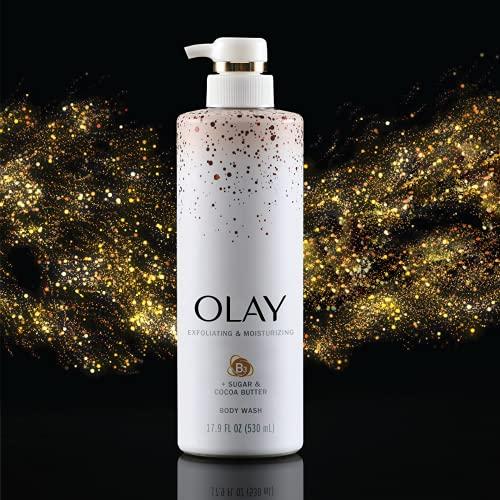 Olay Olay Exfoliating & Moisturizing Body Wash With Sugar Cocoa Butter and Vitamin B3 20 Fl Ounce (Pack of 4)