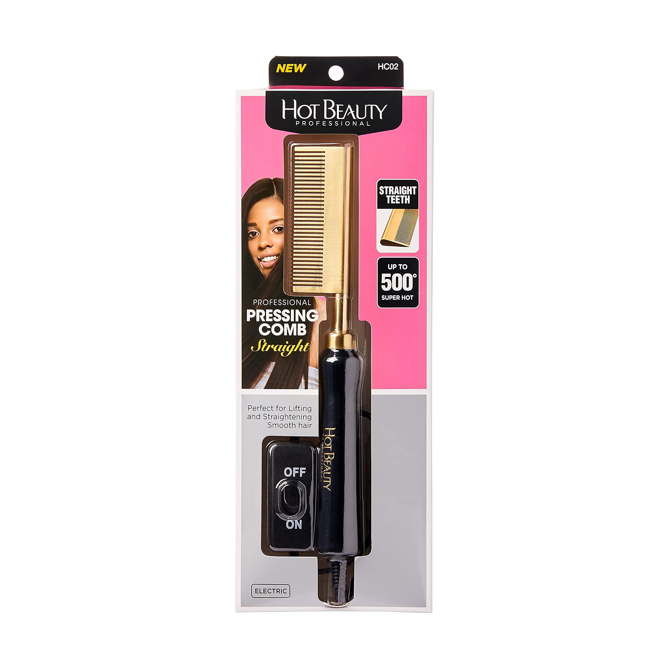 Hot Beauty Hot Beauty Professional Electric Pressing Comb, Hot Comb Hair Straightener (Straight Teeth)