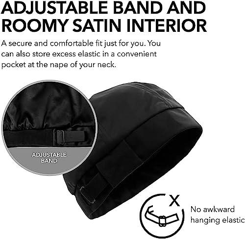 Hairbrella Hairbrella Premium Satin-Lined Mens Sleep Cap, Wave Cap, Adjustable Durags for Men, Durag Alternative for 360 Waves XL Cranberry