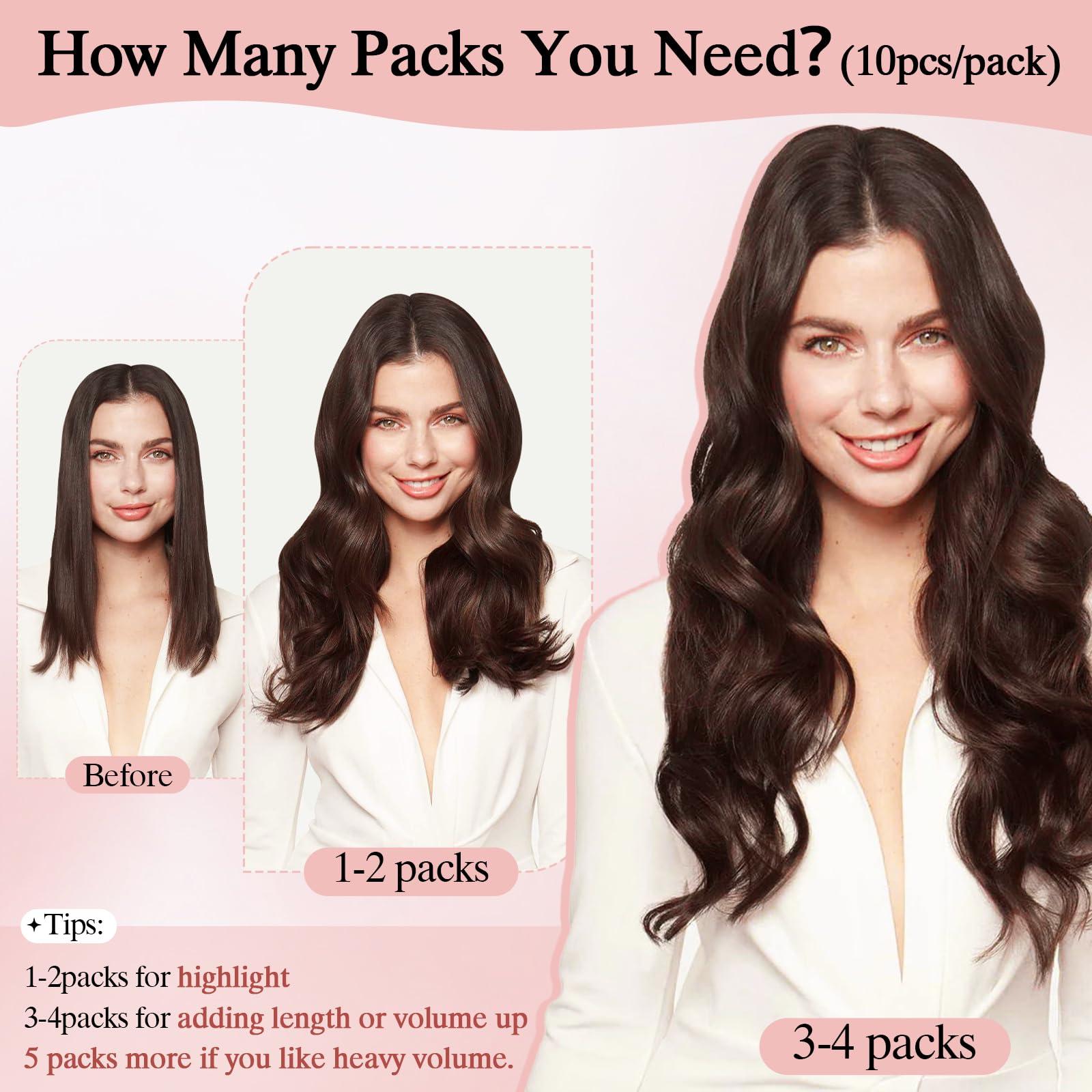 SEGO Pro SEGO Pro 10pcs Injection Tape in Hair Extensions Human Hair Straight Injected Tape in Hair Extensions Seamless Tape in Hair Extensions Insert Hair,10inch Dark Brown,20g/pack