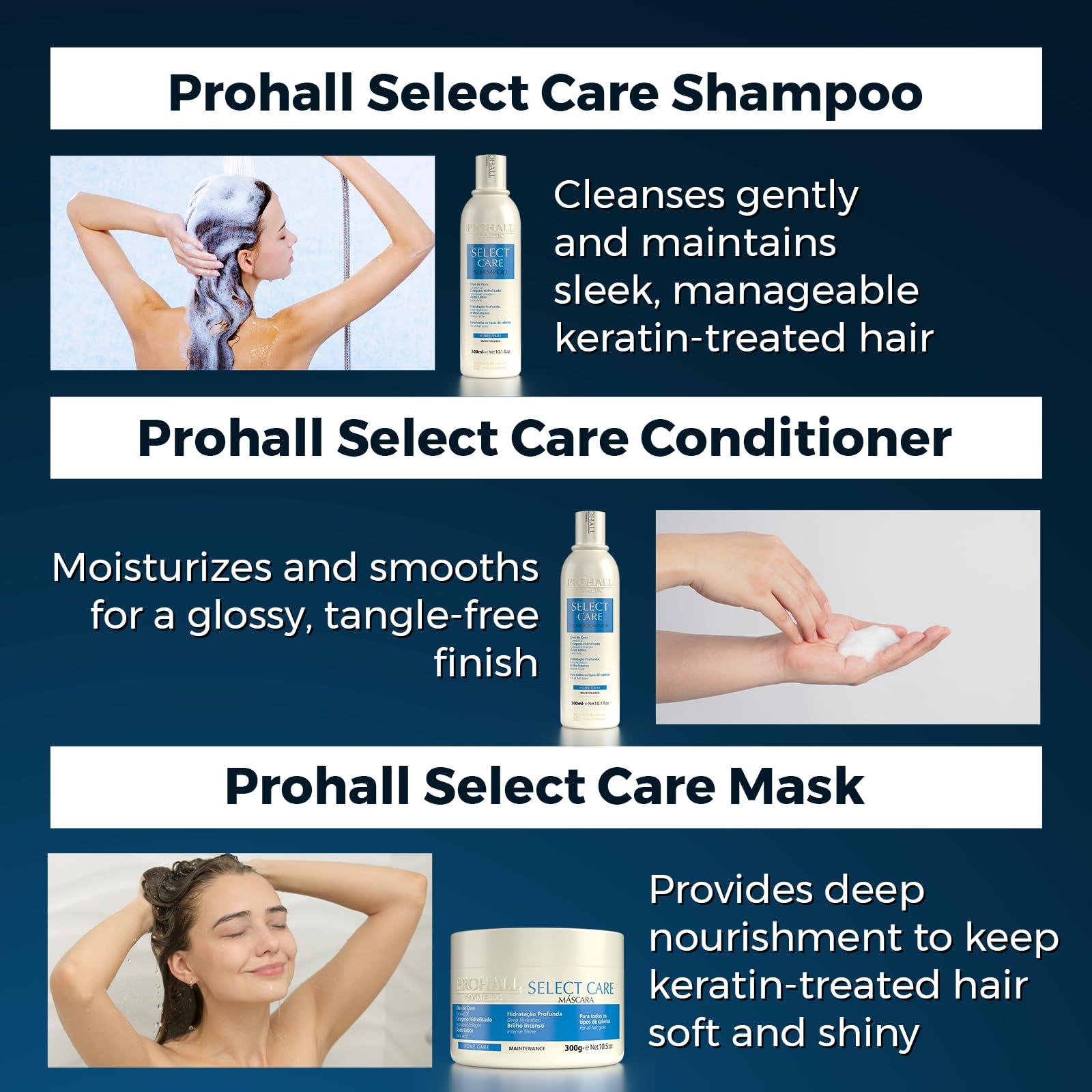 Prohall Cosmetic Prohall Cosmetic Brazilian Keratin Hair Treatment - Formaldehyde Free Blowout Complex & Post Progressiva Kit (Hair Mask, Shampoo, Conditioner)