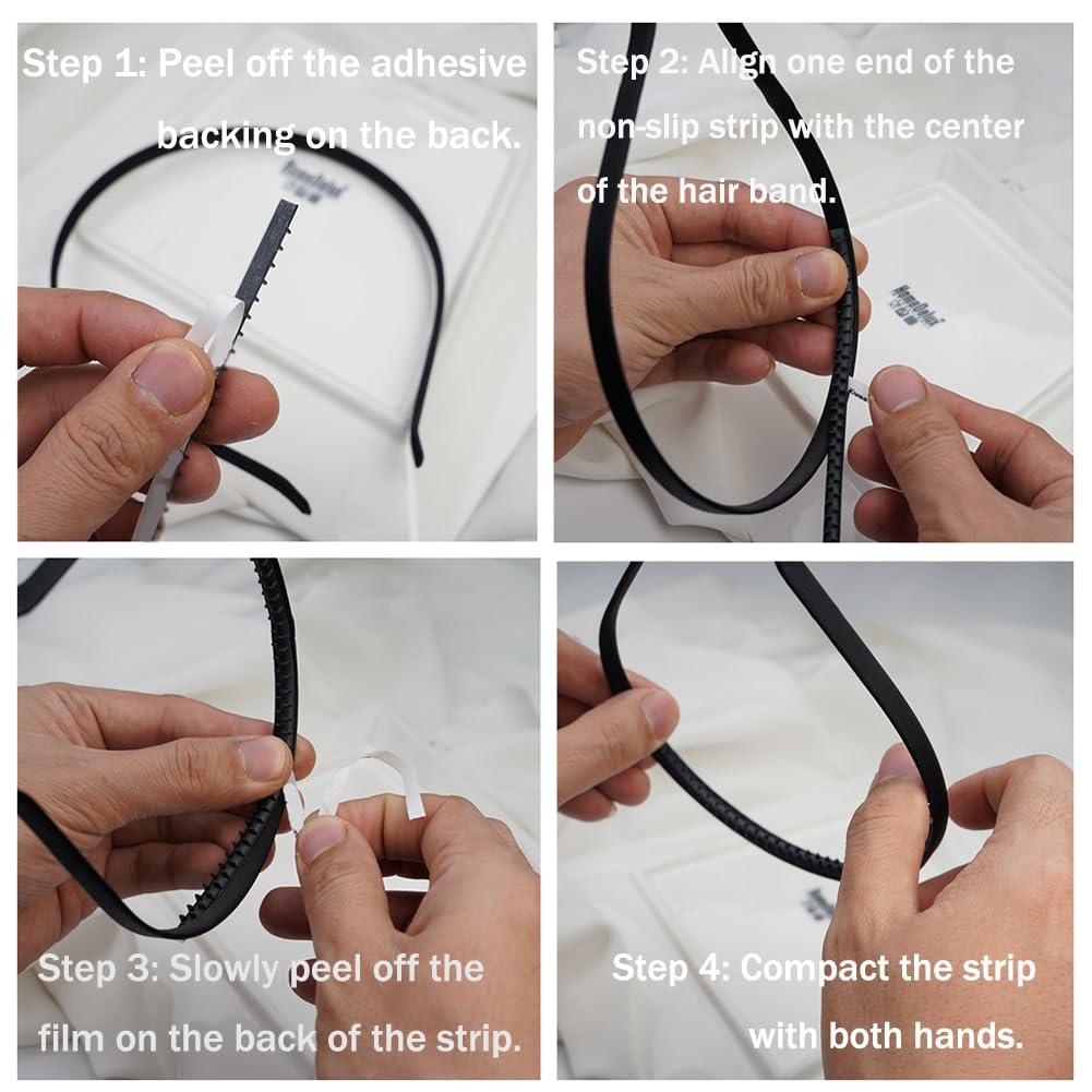 BFLCTTBD BFLCTTBD 10pcs Black Anti-Slip Flexible Rubber Teeth Gripper Strips Self-Adhesive Headbands for DIY Hair Accessories Making 8mm