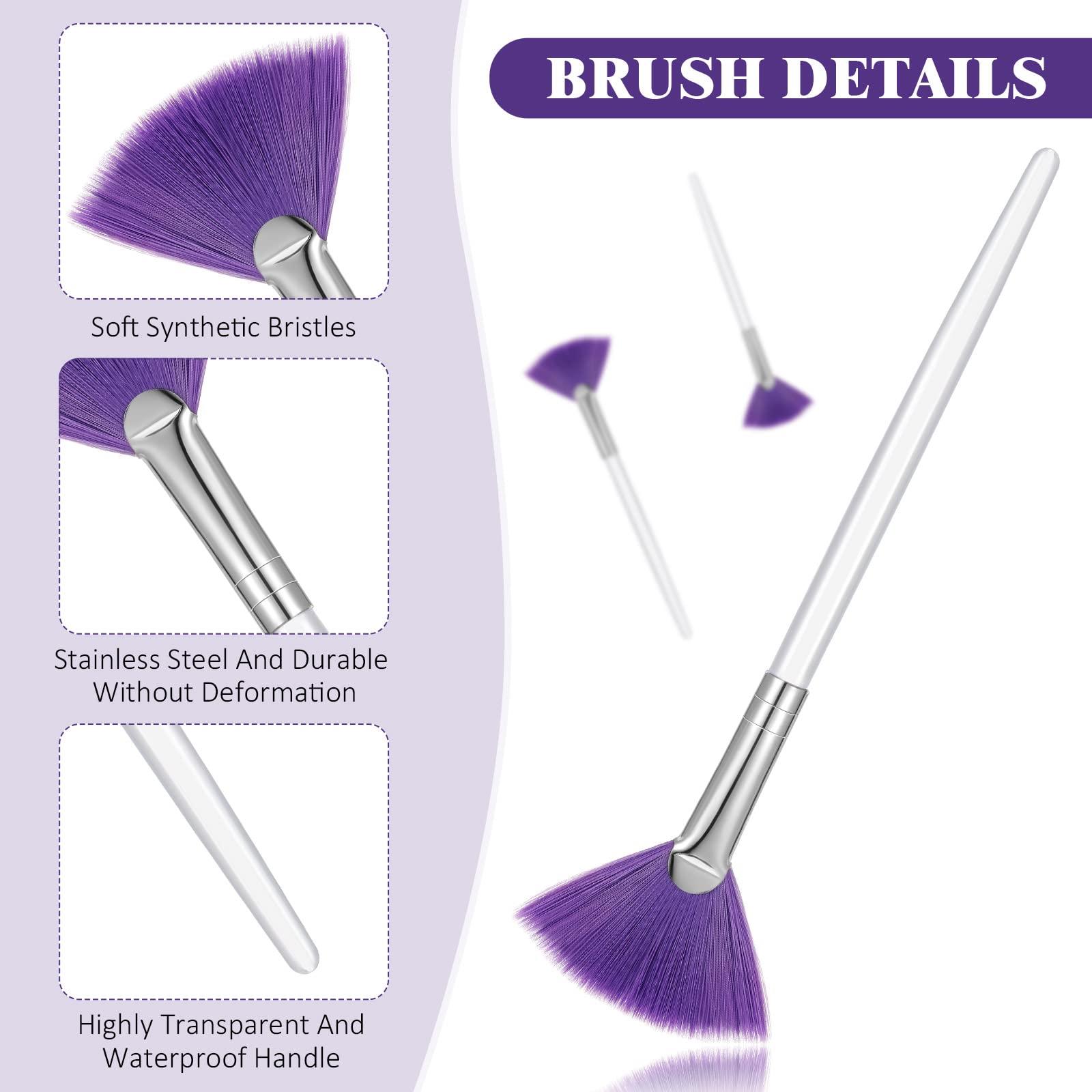 Maitys Maitys 6 Pieces Fan Mask Brushes Soft Fan Facial Mask Applicator Tools Brush Makeup Brushes Cosmetic Tools with Handle for Makeup Women(Purple Hair)