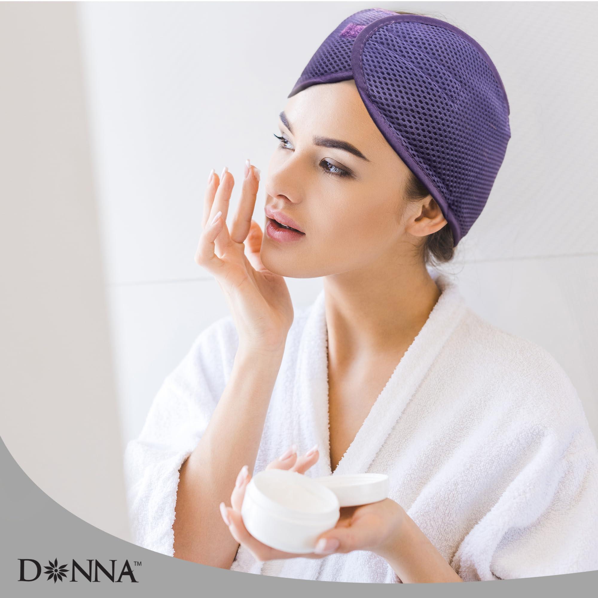 DONNA DONNA Deluxe Foam Velcro Headband, Silk Hair Wraps for Face Wash, Makeup and Hair Accessories BLACK