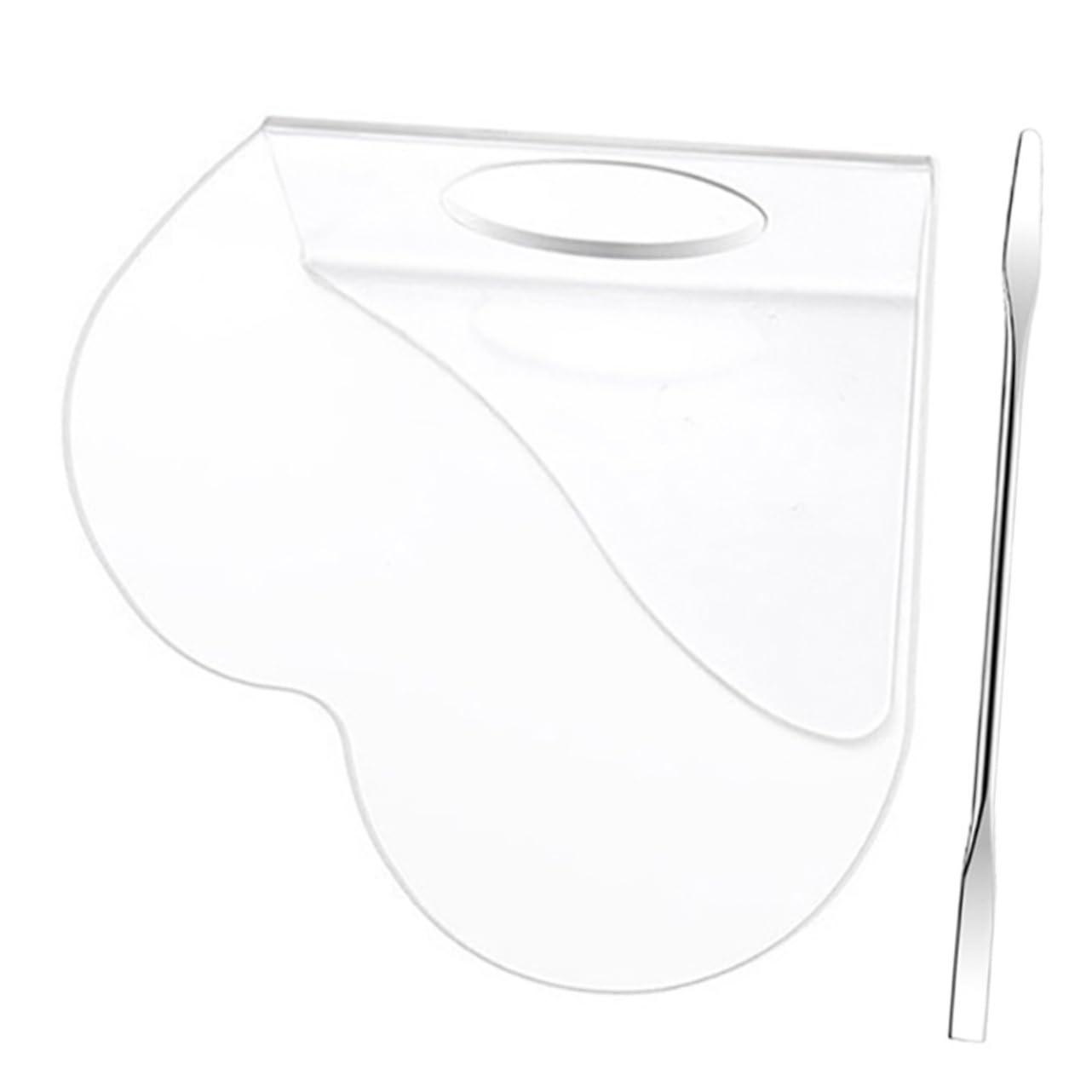 PHENOFICE PHENOFICE Handheld Heart Makeup Mixing Tray Acrylic Mixing Plate for Makeup Foundation Mixing Palette with Stainless Steel Spatula