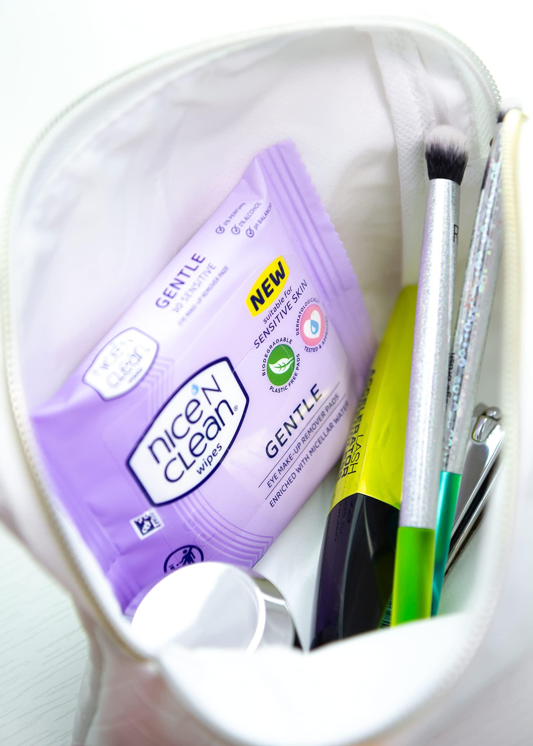 Nice 'N Clean Nice 'N CLEAN Eye Make Up Remover Pads with Micellar Water Leaving Skin Fresh and Clean, Suitable for Sensitive Skin, Biodegradable, Plastic Free Face Wipes, 30 x Pads