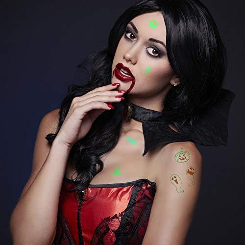 Fanoshon Fanoshon Halloween Glow in the Dark Temporary Tattoo for Kids Girls Boys, 16 Sheets Fake Small Luminous Adults Body Stickers, Goody Bags Fillers Trick Or Treat Favors, Pumpkin, Skull, Spider Supplies