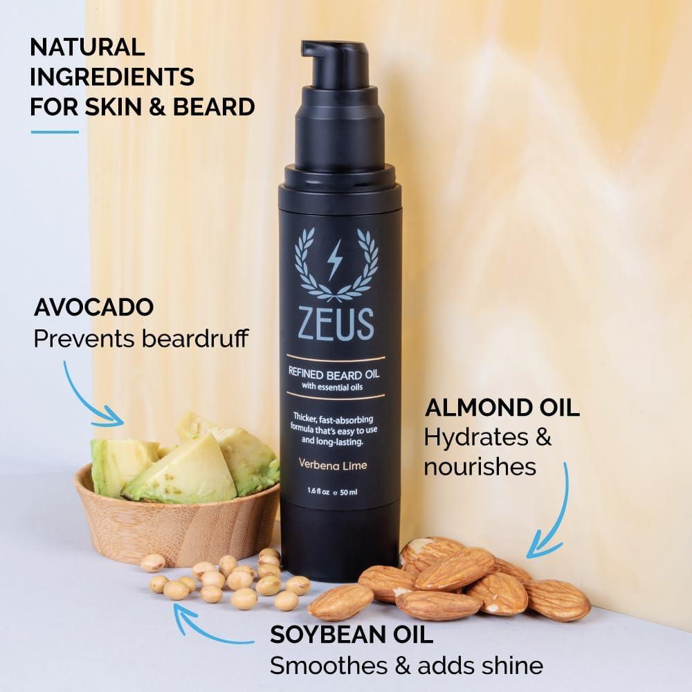 ZEUS ZEUS Refined Beard Oil, Leave In Conditioner Oil for a Softer Beard & Mustache -Made in USA (Sandalwood) 1.6 oz.