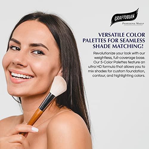 Graftobian Graftobian HD Glamour Crme Foundation Palette (Warm #3) - High Definition 5 Color Makeup Palette, Cream Based Foundation Concealer and Contour Palette, Full Coverage - Medium/Dark Warm Skin Shades