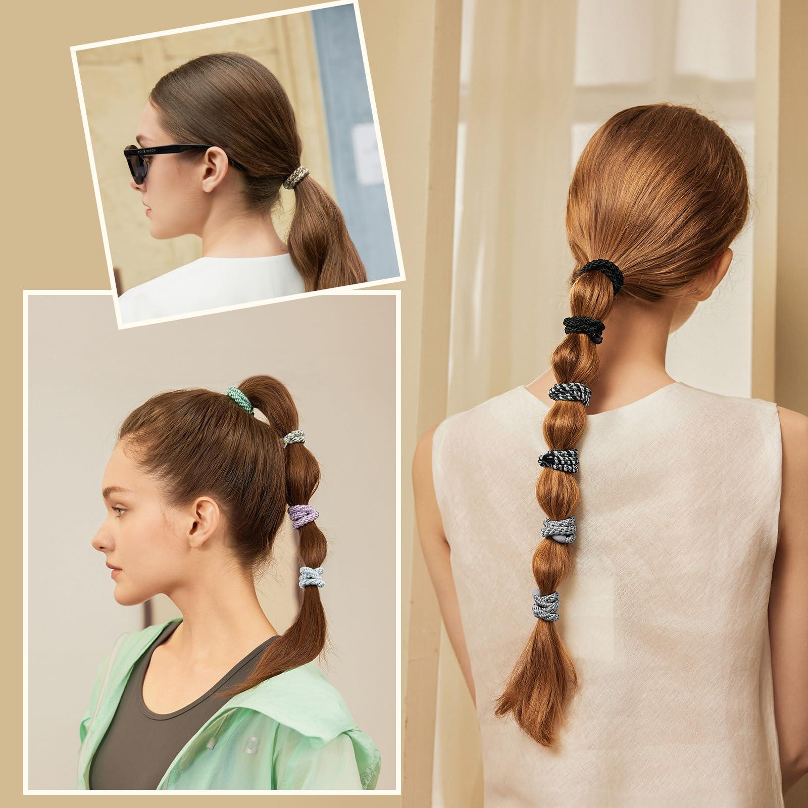 EVITA PERONI EVITA PERONI 12 Pcs Hair Ties Hair Bands for Thick and Curly Hair Ponytail Holders High Elastics No Damage No Crease Hair Accessories for Women and Girls (Black, Brown, Orange, Apricot)