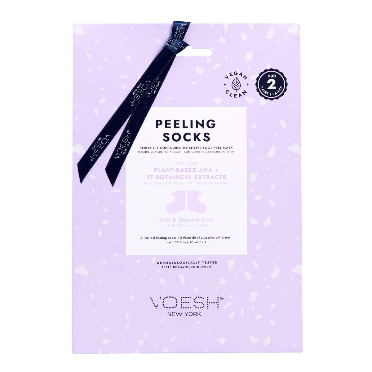 Voesh New York VOESH Peeling Socks Duo, Foot Peeling Mask, Intensive Foot Peel, Callus Remover, Exfoliating Foot Mask, Foot Mask Socks, Foot Peel for Dry Feet, Vegan