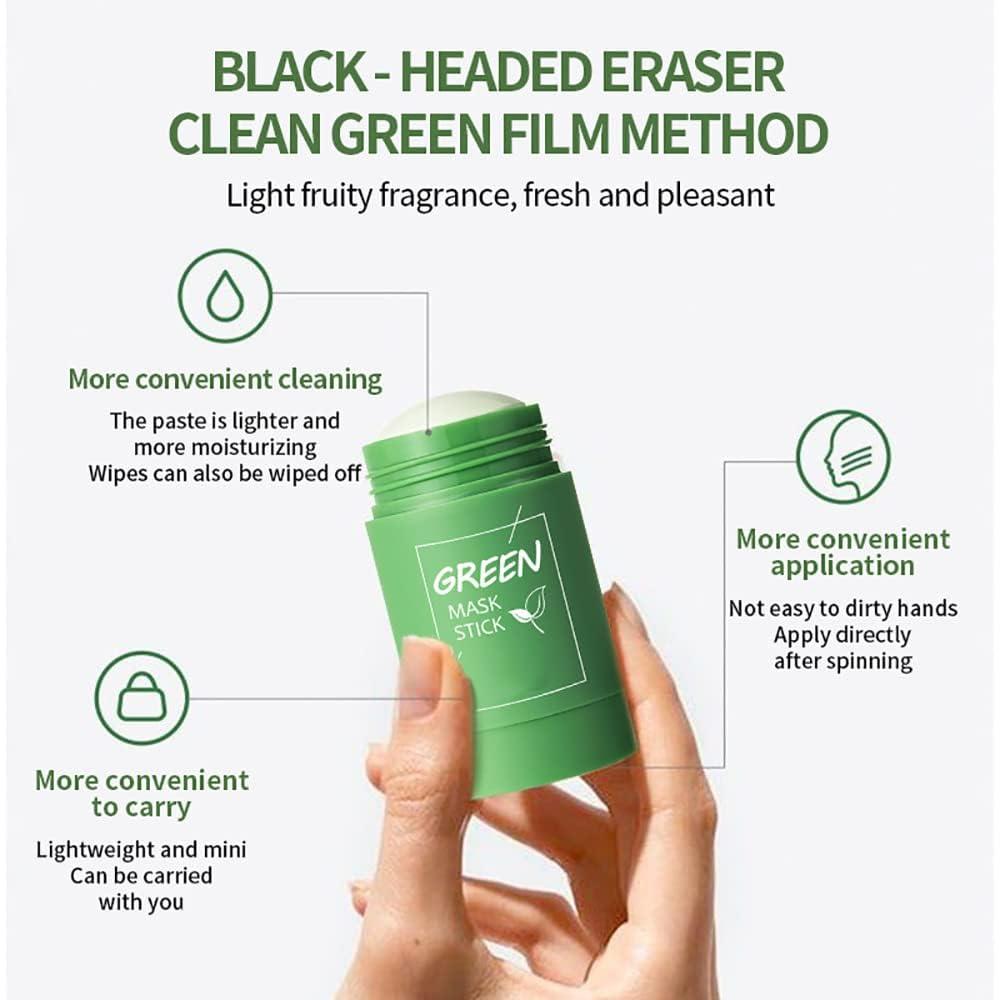 MFIE Poreless Green Tea Mask Stick, Green Tea Deep Cleanse Mask, Green Tea Mask Stick Blackhead Remover, Green Tea Clay Mask, Poreless Deep Cleanse Green Tea Mask for Face (4PCS)