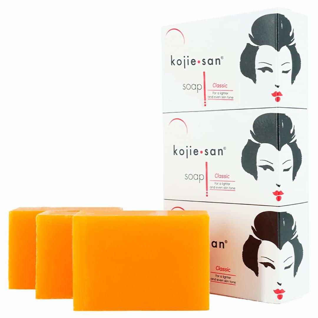 Kojie San Kojie San Skin Brightening Soap - Original Kojic Acid, Dark Spot Remover Bar Soap with Coconut & Tea Tree Oil 100g x 3 Bars