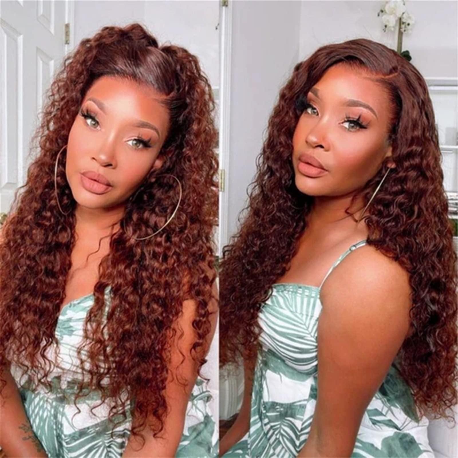 Wigs Red Brown Quirky Curly Lace Wig 20 30 Inch Women s Synthetic Lace Frontal Wig