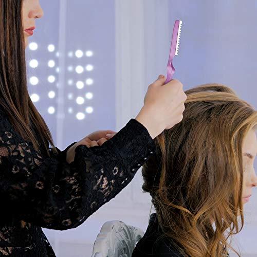 Mudder 12 Pieces Hair Styling Thinning Razor Set, 2 Pieces Hair Styling Razor Cutting Texturizing and 10 Pieces Replacement Spare Blades for Salon Home Christmas Valentines Day Giving(Pink)