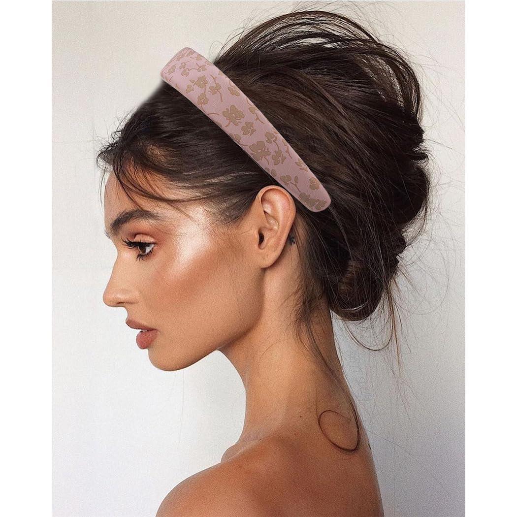 Sinalty Sinalty Printed Wide Headbands Boho Headband Padded Silk Hairbands Cute Beauty Fashion Hair Accessories for Women Pack of 2 (Elegant)