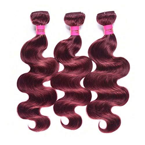 Feel me FEEL ME Hair 3 Bundles(12 14 16) Body Wave Brazilian Hair Bundles 8A Mink Brazilian Body Wave Human Hair Weave Bundles Unprocessed Virgin Hair Weft Extensions 99j Red Burgundy Hair Deals
