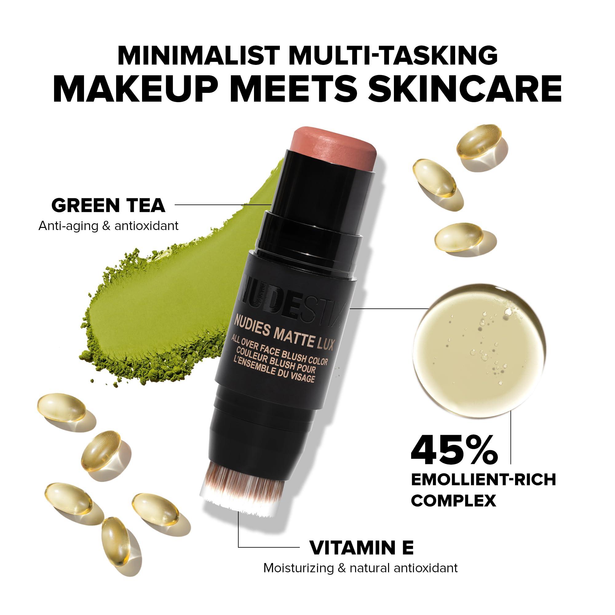 Nudestix Nudestix Nudies Matte Lux Cream Blush 3-in-1 All Over Face Colour For Cheeks Eyes and Lips w/Blending Blush (Juicy Melons)