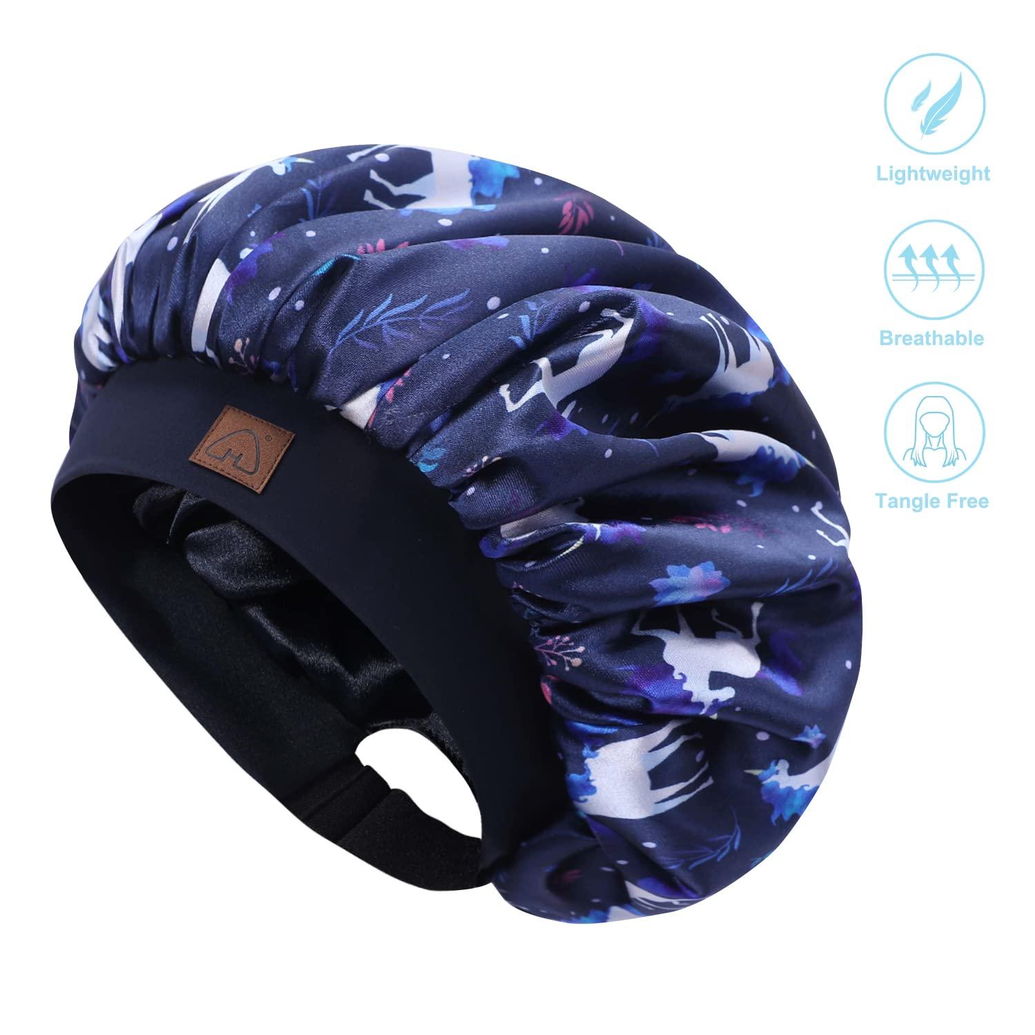 Hat Hut Hat Hut Kids Satin Bonnet Sleep Cap for Curly Hair Adjustable Silk Hair Cap for Baby Sleeping Hair Bonnet for Toddler Child (Unicorn 1)